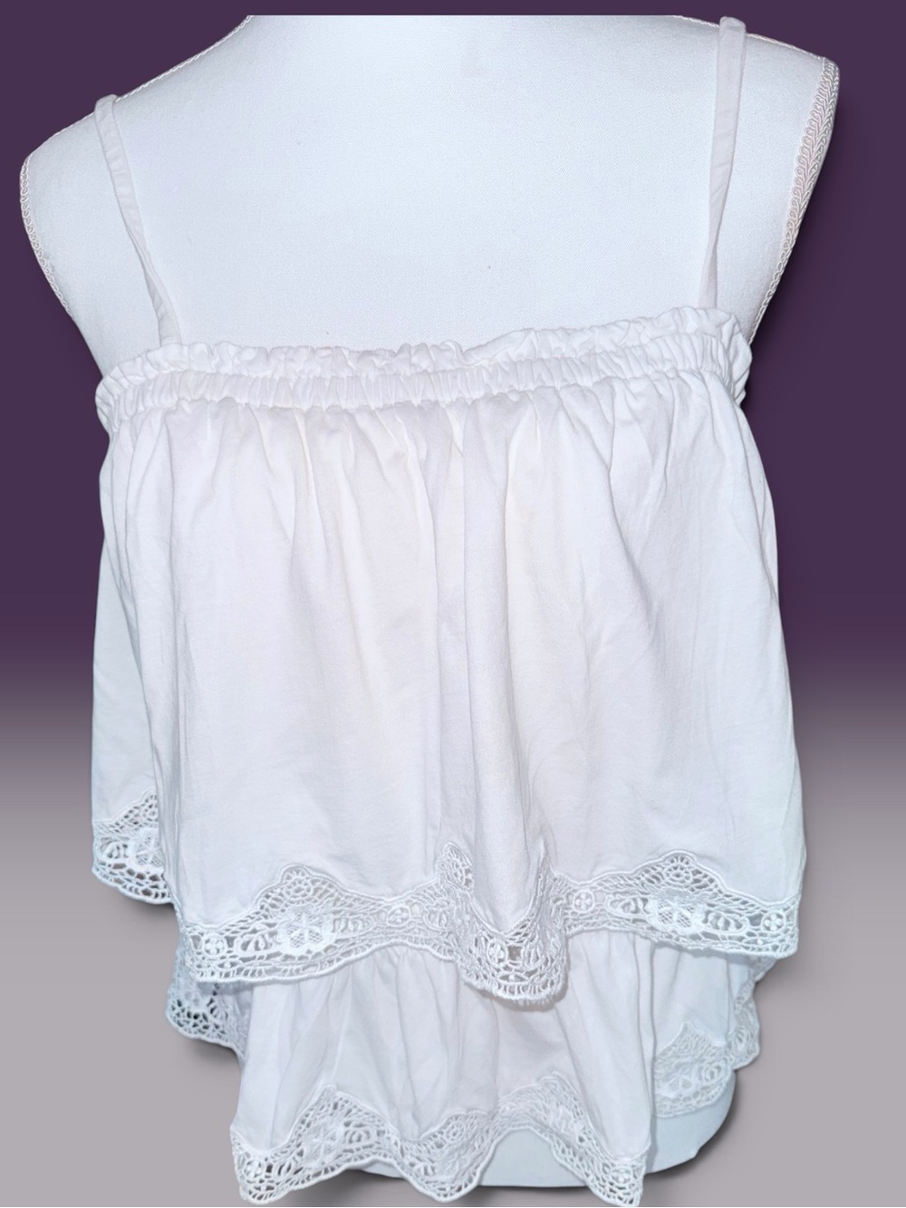 Express White Lace-Trim Tiered Camisole Top